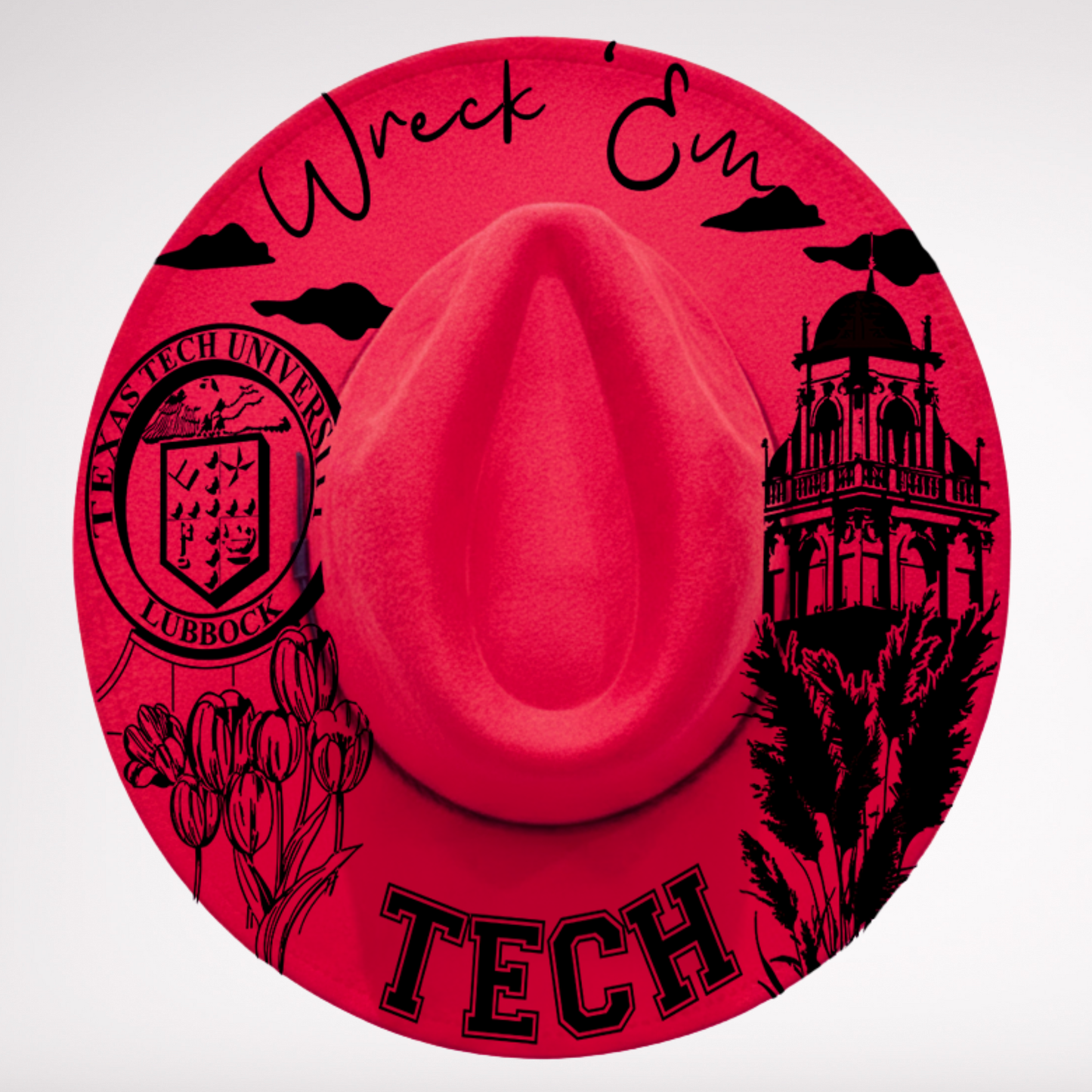 Engraved Vegan Suede Hat - Red Raider