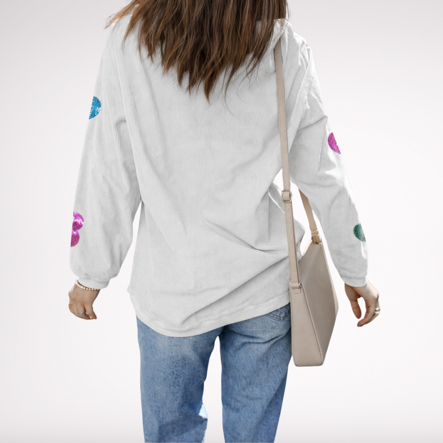 Candy Heart Sequin Ribbed Sweater