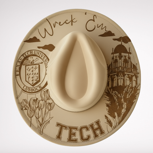 Engraved Vegan Suede Hat - Red Raider