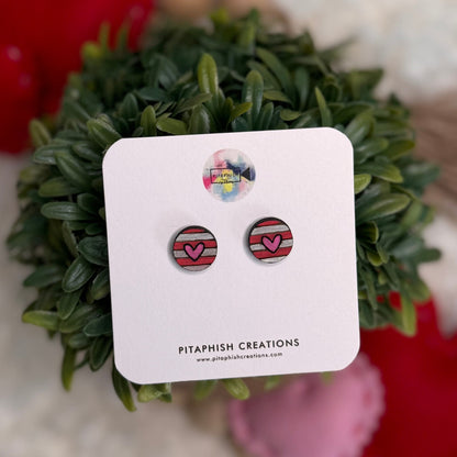 Walnut Heart Stud Earrings | Handmade Valentine’s Day Earrings | Natural Wood Jewelry