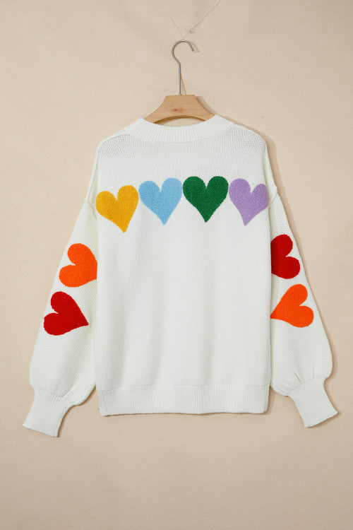 Colorful Heart Chenille Sweater