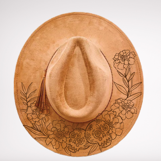 Burned/Engraved Vegan Suede Hat