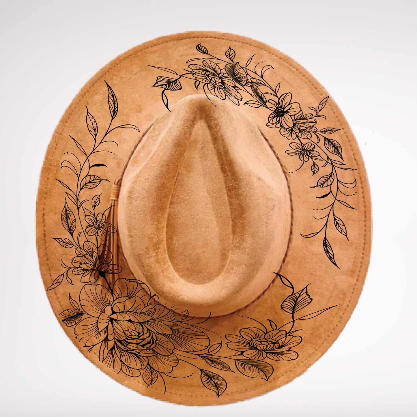 Burned/Engraved Vegan Suede Hat