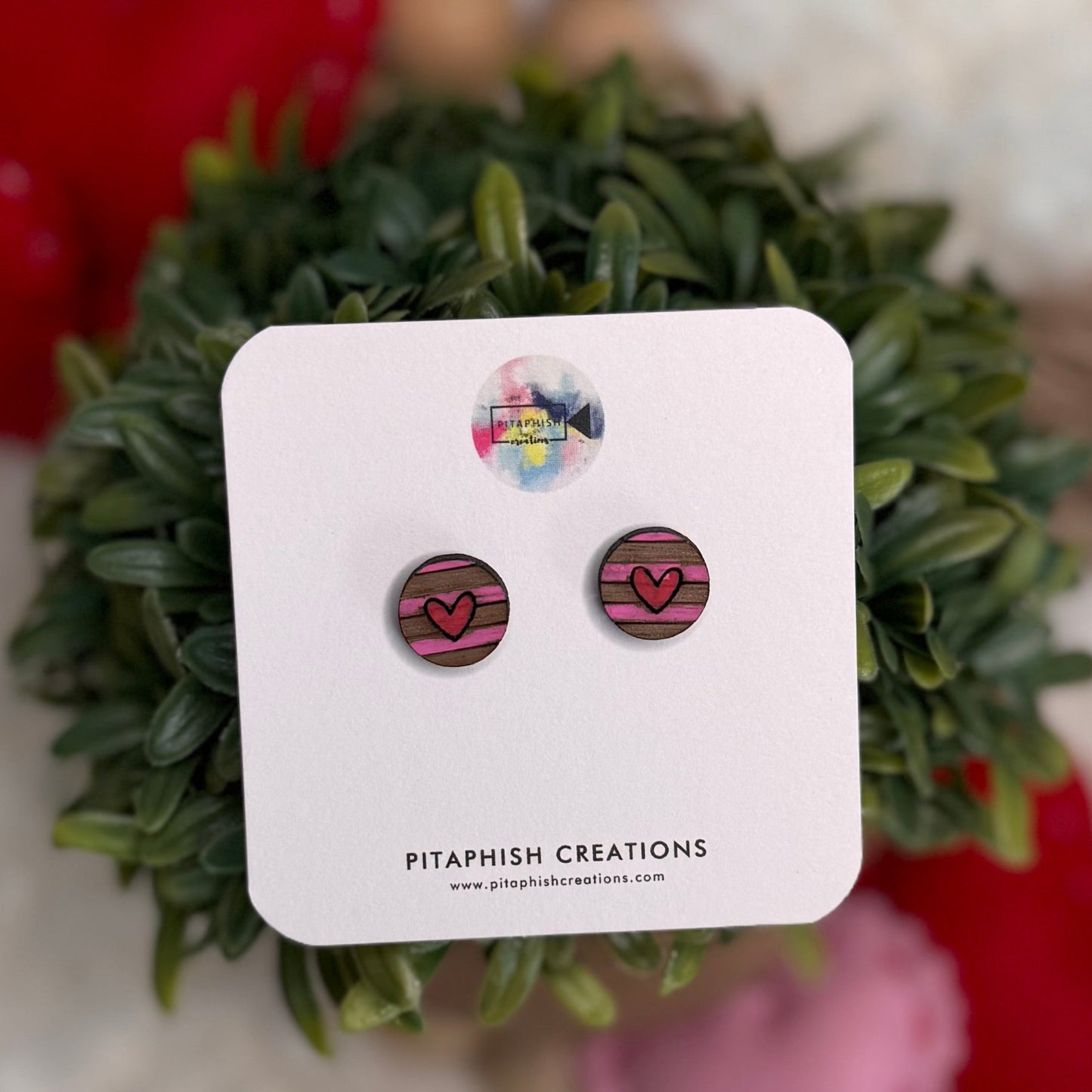 Valentine’s Day Stud Earrings | Walnut Hearts