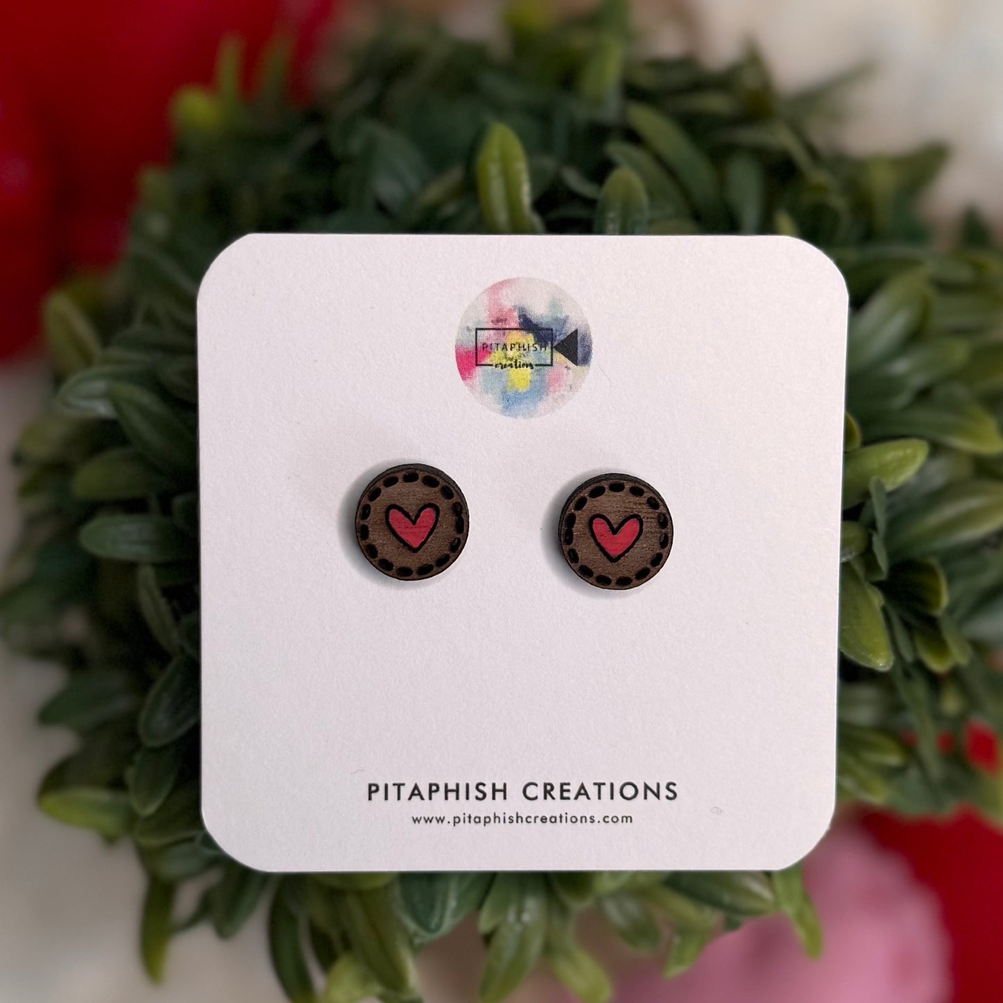 Valentine’s Day Stud Earrings | Walnut Hearts