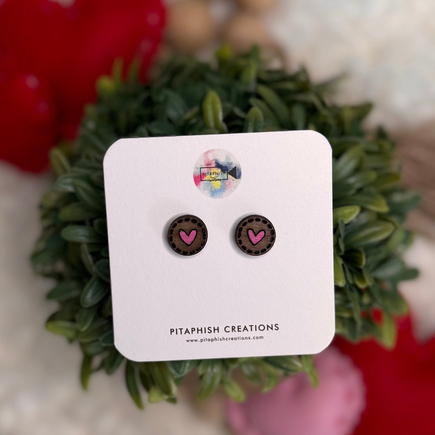 Valentine’s Day Stud Earrings | Walnut Hearts