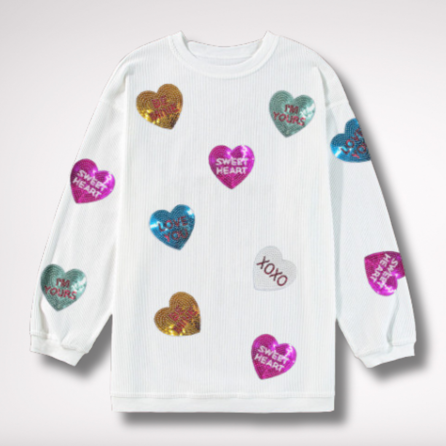 Candy Heart Sequin Ribbed Sweater