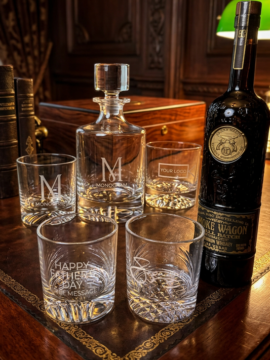 Custom Engraved Whiskey Decanter Set | Personalized Bourbon Gift Set