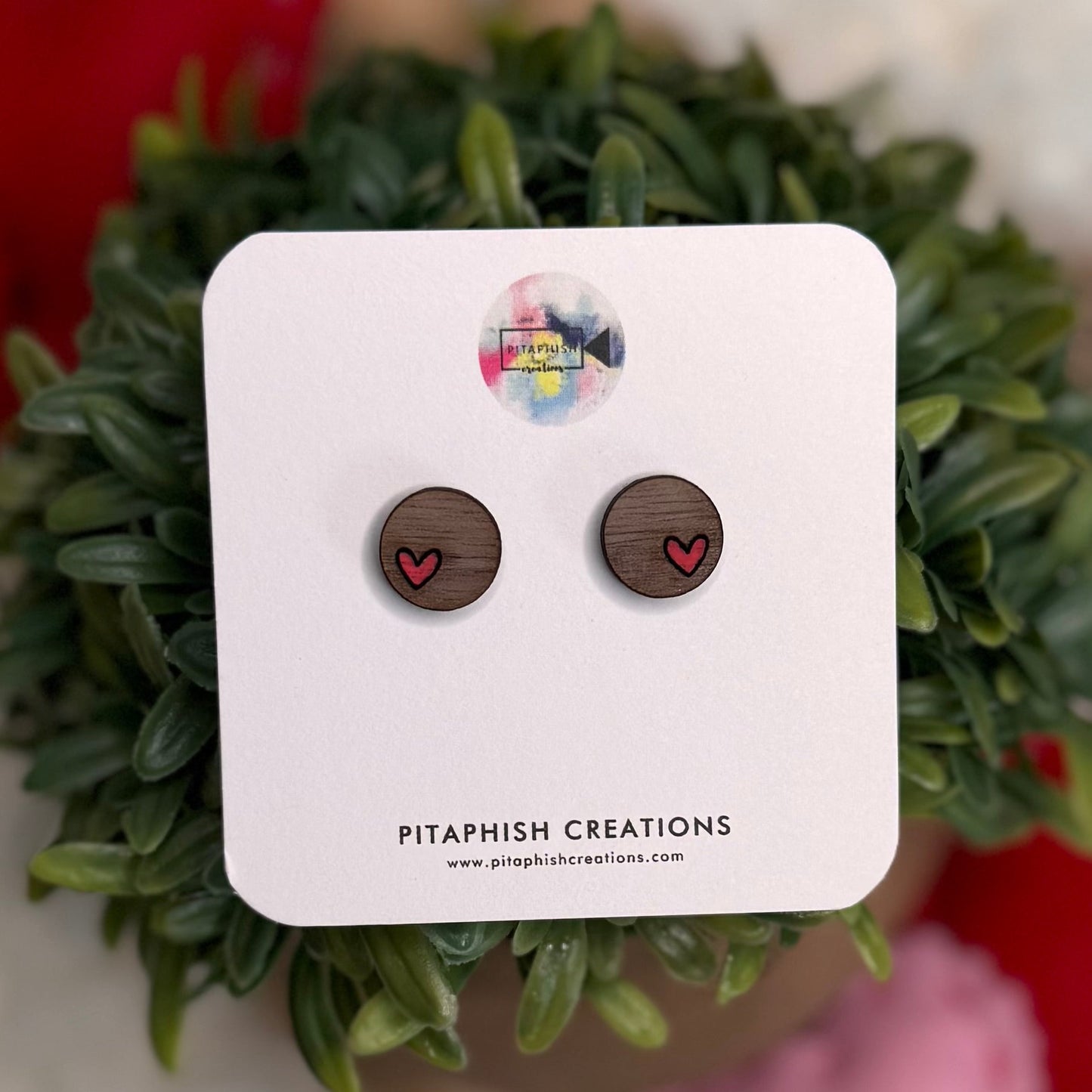 Valentine’s Day Stud Earrings | Walnut Hearts