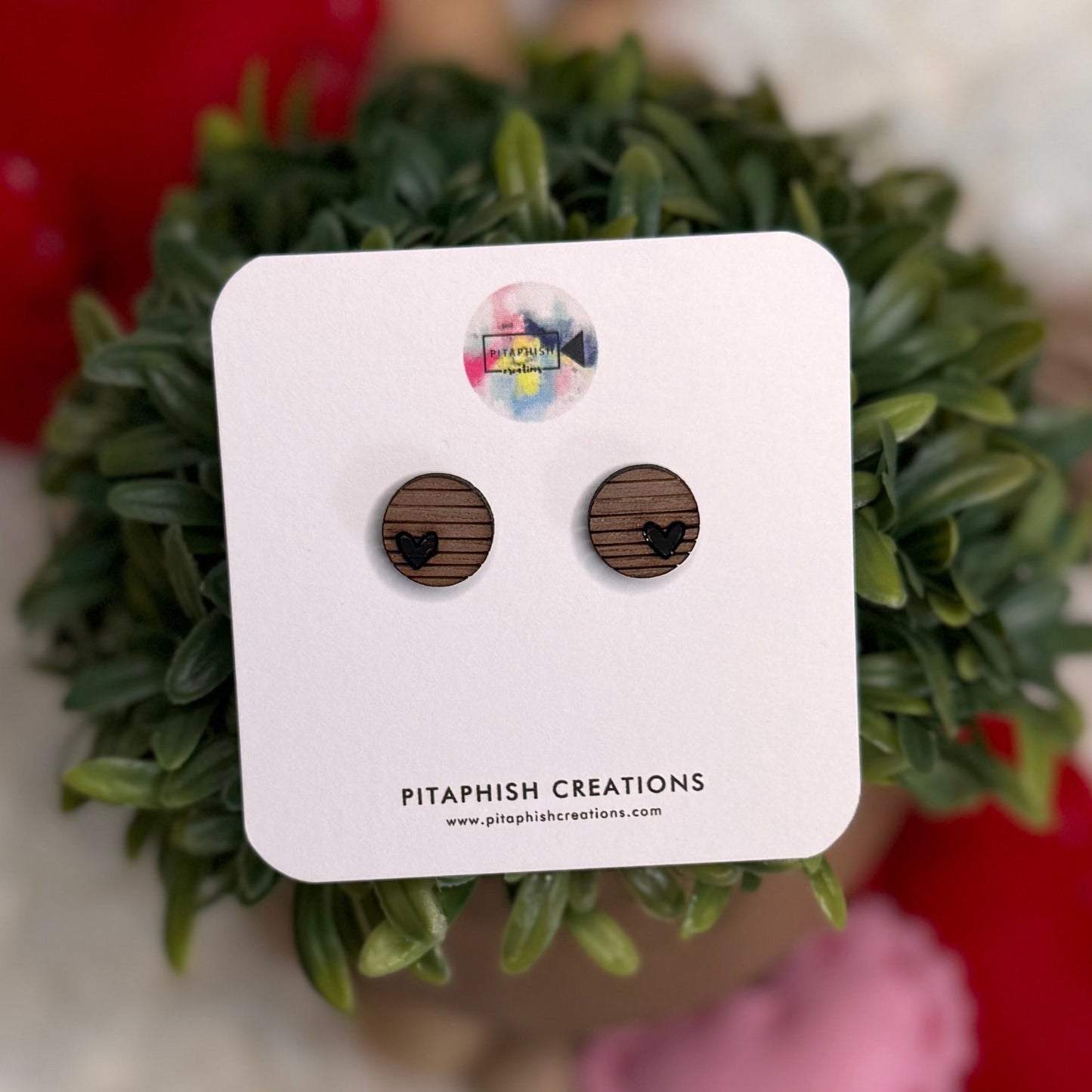 Valentine’s Day Stud Earrings | Walnut Hearts