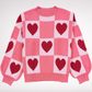 Pink Checkered Heart Sweater