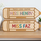 Personalized Teacher Name Sign | Wooden Pencil Desk Name Plate | Custom Classroom Decor | Back to School Teacher Gift