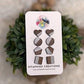 Wood Stud Earrings Set | Hand Painted Walnut Plywood Studs | Hypoallergenic Stainless Steel Posts | Minimalist Earrings