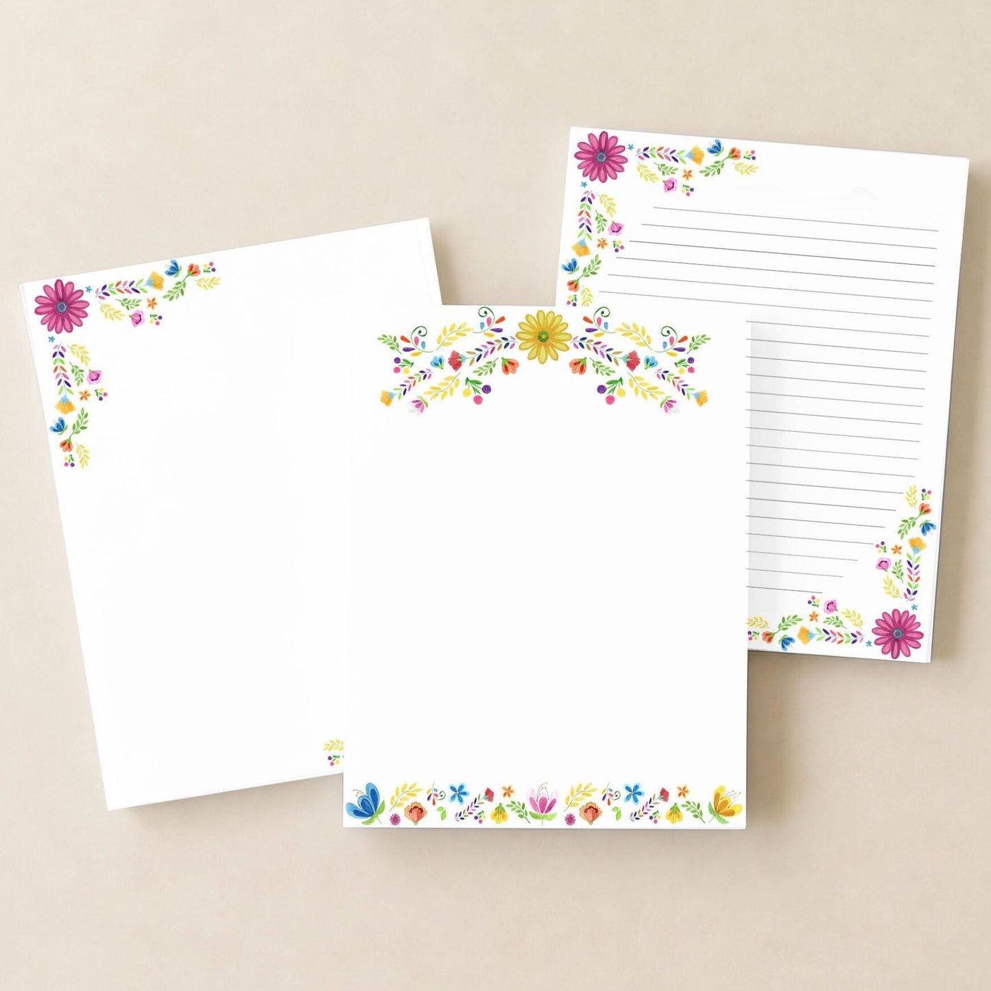 Mexican Floral Inspired Notepad | Floral Memo Pads | Boho Floral Stationery | Spanglish Desk Accessories | Cute Latina Gift