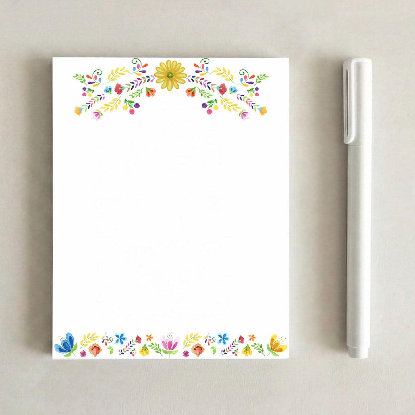 Mexican Floral Inspired Notepad | Floral Memo Pads | Boho Floral Stationery | Spanglish Desk Accessories | Cute Latina Gift