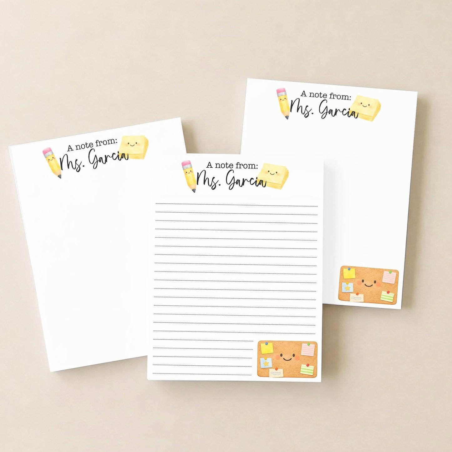 School Notepad | Teacher Memo Pads | Clay Stationery | Desk Accessories | Teacher Gift