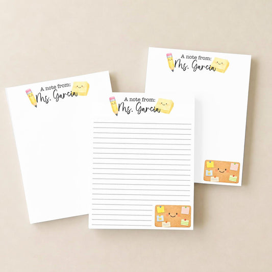 School Notepad | Teacher Memo Pads | Clay Stationery | Desk Accessories | Teacher Gift