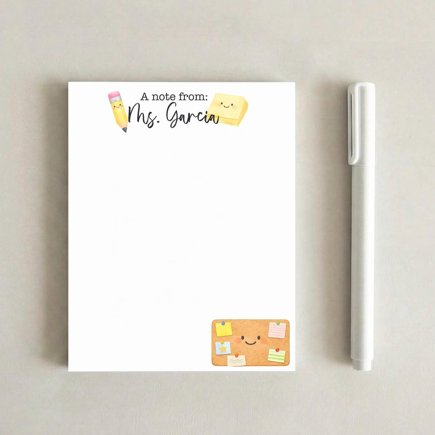 School Notepad | Teacher Memo Pads | Clay Stationery | Desk Accessories | Teacher Gift
