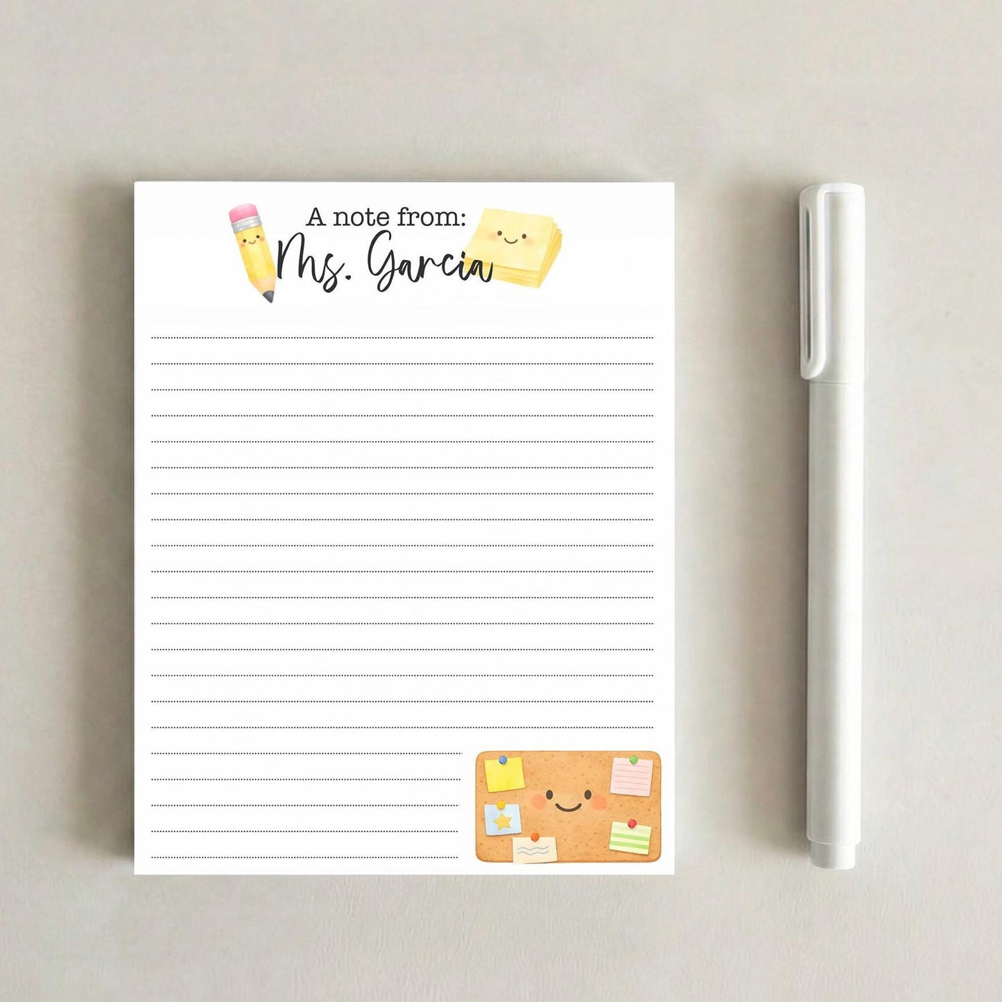 School Notepad | Teacher Memo Pads | Clay Stationery | Desk Accessories | Teacher Gift